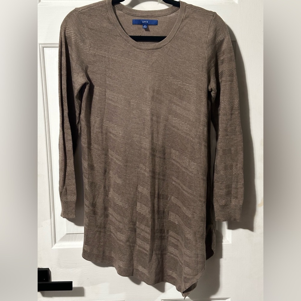 Asymmetrical long tan sweater